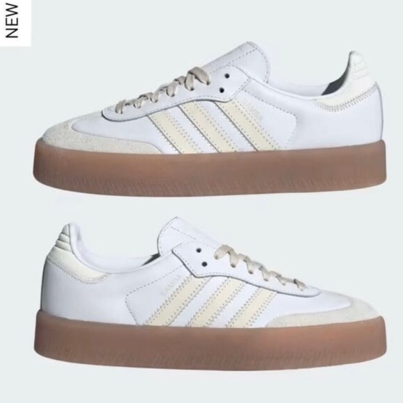 ADIDAS | 6.5 / 9 | Sambae Samba Gum Sole Cloud Wonder White Leather Lace Sneaker